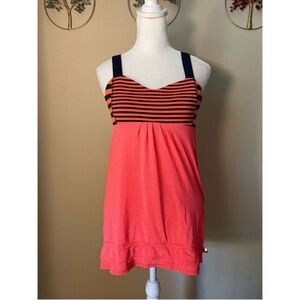 lululemon athletica Coral and Navy Striped Tank Top